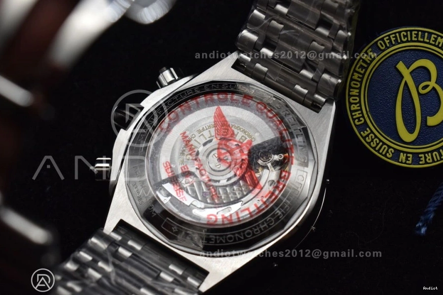 Bracelet SS 44mm Best B01 SS Dial A7750 BLSF Edition Black on 1:1 Chronomat 1123